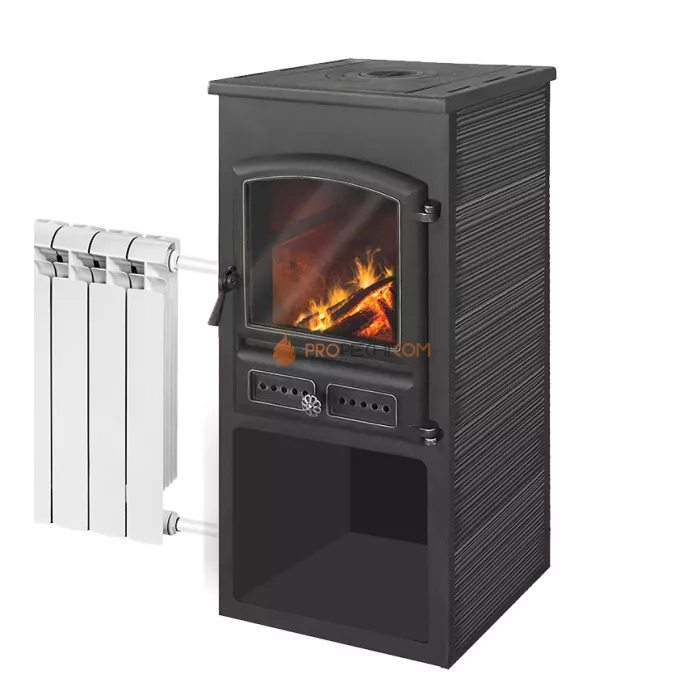 Камин ЭТНА (БКД) с плитой и т/о Антрацит D115мм