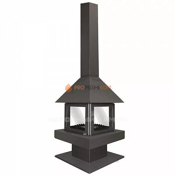 Печь-камин Бавария Эклипс островной 4D графит