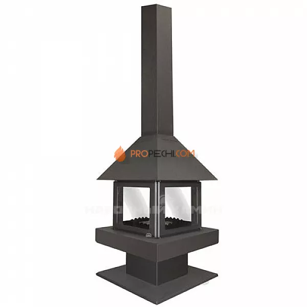 Печь-камин Бавария Эклипс островной 4D графит