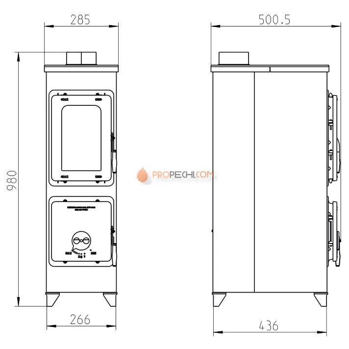 Печь-камин Thorma Flensburg Top, черная