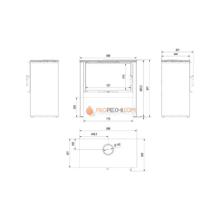 Печь-камин Kratki ARKE/N/B
