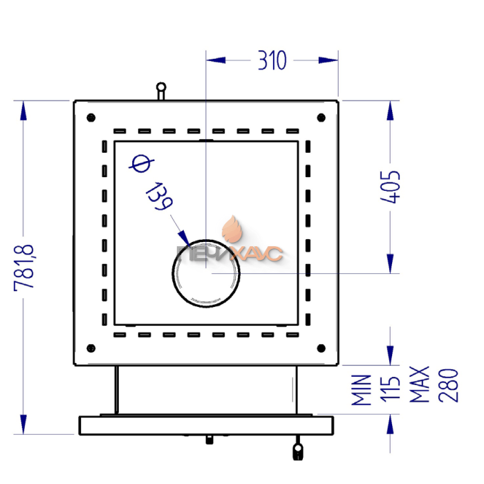 Газовая печь для бани Klover 35-RV 310S ( Серпентинит )