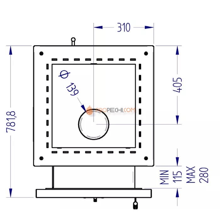 Газовая печь для бани Klover RT 35-RV 310S ( Талькомагнезит Скала, прямые углы )