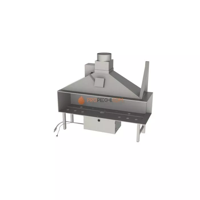 Газовая топка Vero Design Nippon Угловой правый (2000x400 мм) D350 мм, горелка Line burner