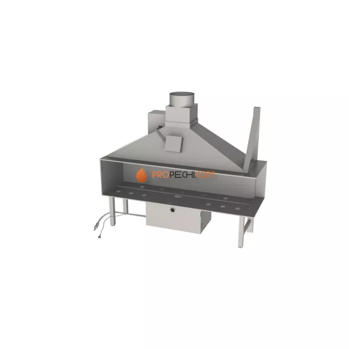 Газовая топка Vero Design Nippon Угловой правый (2000x400 мм) D350 мм, горелка Line burner