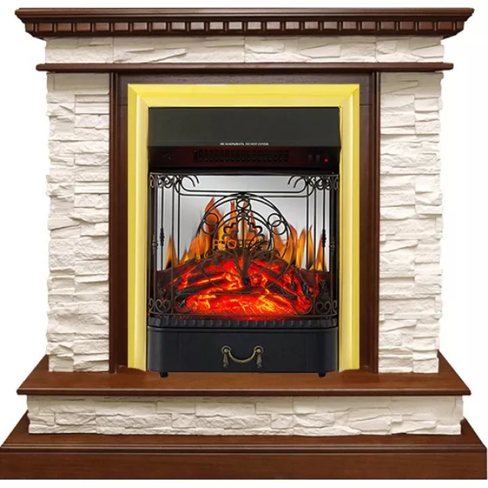 Каминокомплект Royal Flame Calgary - Дуб / Сланец белый с очагом Majestic FX M Brass