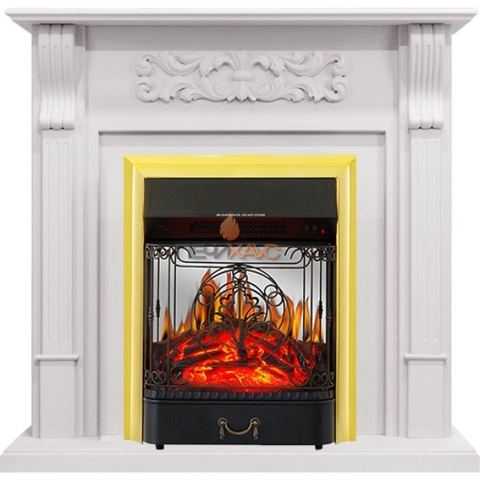 Каминокомплект Royal Flame Venice - Фактурный белый с очагом Majestic FX M Brass