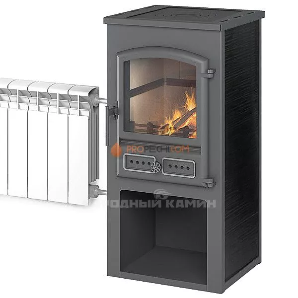 Печь-камин Этна (БКД) с плитой и т/о «Антрацит»