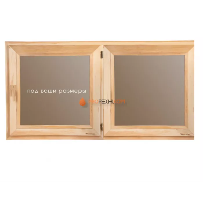 Окно Woodson спец. заказ, двойная форточка, размер более 60x60, ясень