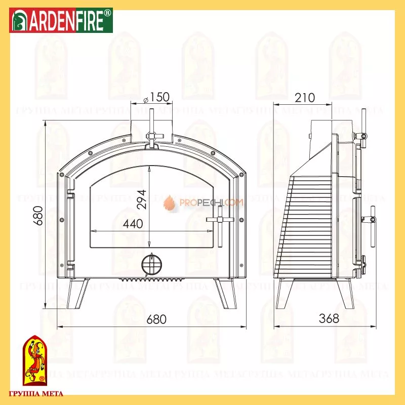 Печь-камин Мета Мета Лилль чугунная