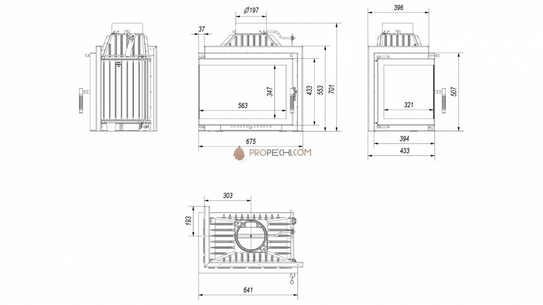 Каминная топка Kratki Simple M S L BS Левая