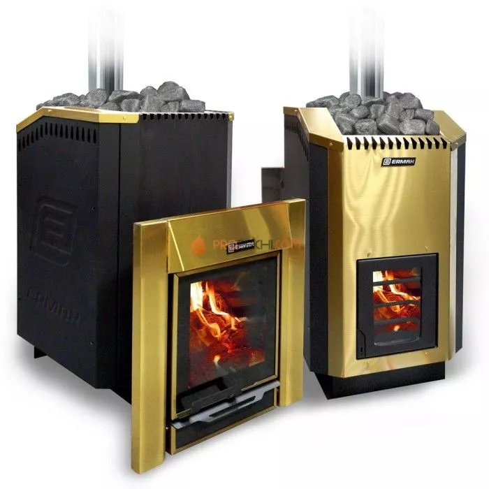 Дровяная печь для бани Ермак 24 Люкс GOLD (нержавейка)