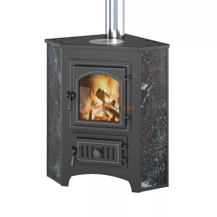 Печь-камин Везувий ПК-01 (220) угловой амфиболит с конфоркой