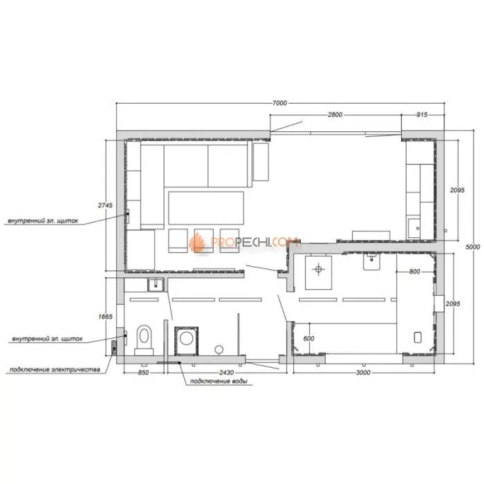 Каркасная двухмодульная баня Woodson 7х5 (утепление 150)