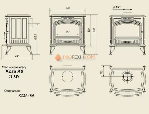 Чугунная печь Kratk Koza/K6/термостат