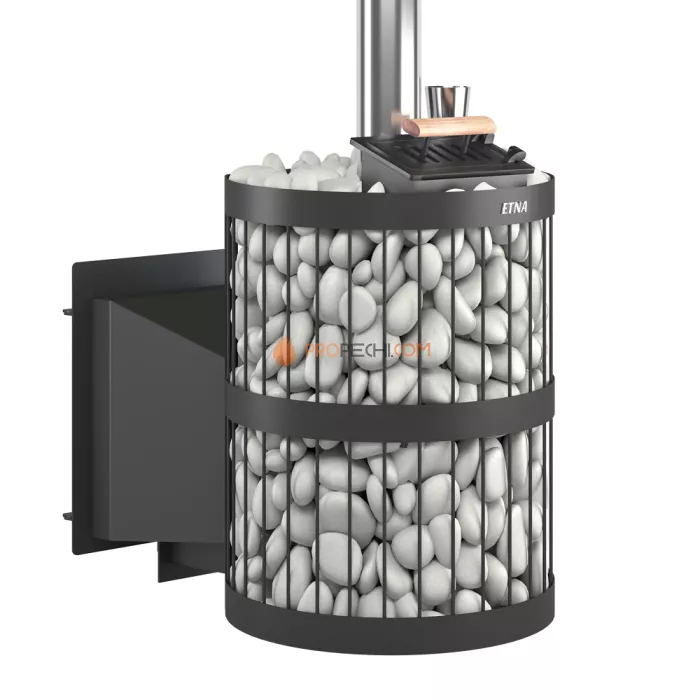 Печь для бани ЭТНА 18 (Панорама)  Закрытая каменка