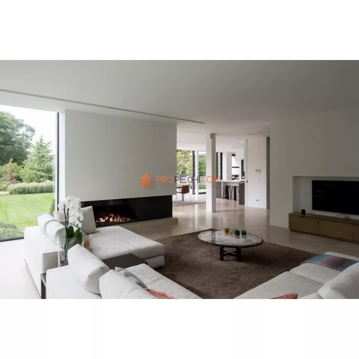 Газовая топка Vero Design Nippon Угловой правый (2000x400 мм) D350 мм, горелка Line burner